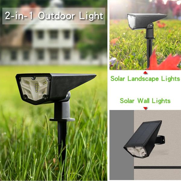 16 LED Solar Landscape Spotlights,IPX7 Waterproof Solar Powered Wall Lights