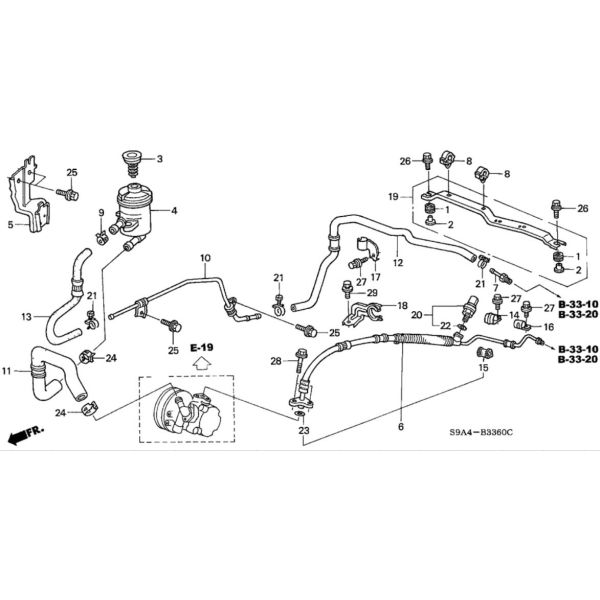 53701-S9A-003 Réservoir de réservoir d'huile de direction assistée Honda CRV CR-V avec pièces d'auto