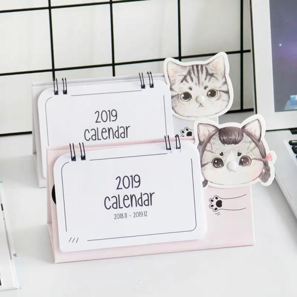 Cute Cat Desk Wall Calendar 100 X 140mm Wire Bound For Giveaway / Promotion