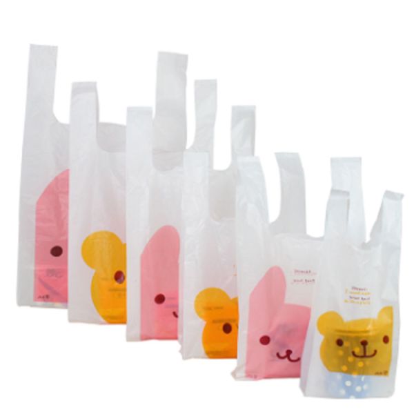 White Vest Style PE Plastic Bag For Supermarket T - Shirt Packaging Portable