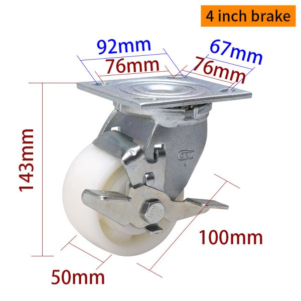 4 Inch Caster Wheels Heavy Duty 380kg Plate TPU Caster 734-26