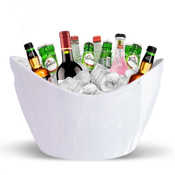 8L LED Acrylic Plastic Ice Bucket Modern Design Style for Party Bar Buckets Tongs Type
