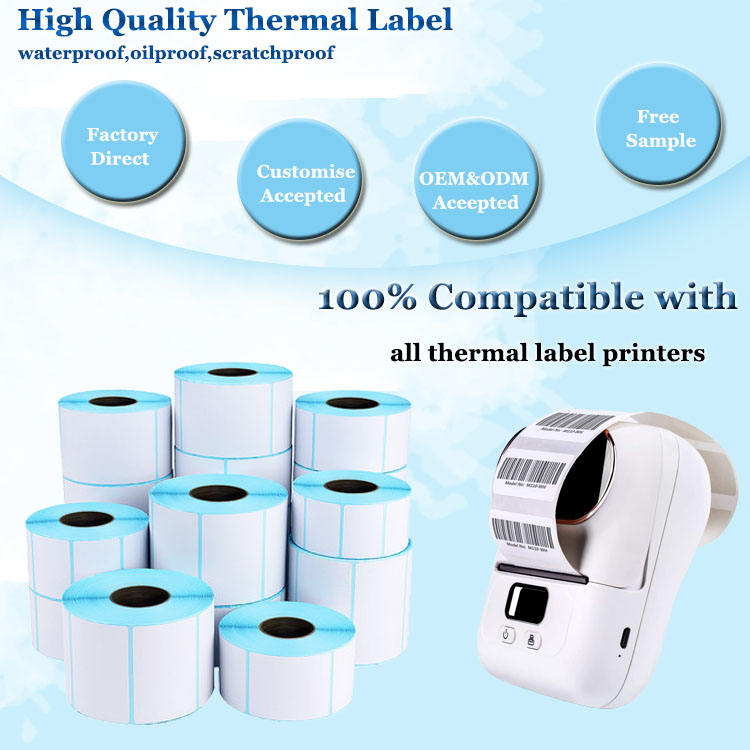 Wholesale Thermal Self-Adhesive Label Stickers 60X40 40X30 Sizes Customizable Packaging Labels