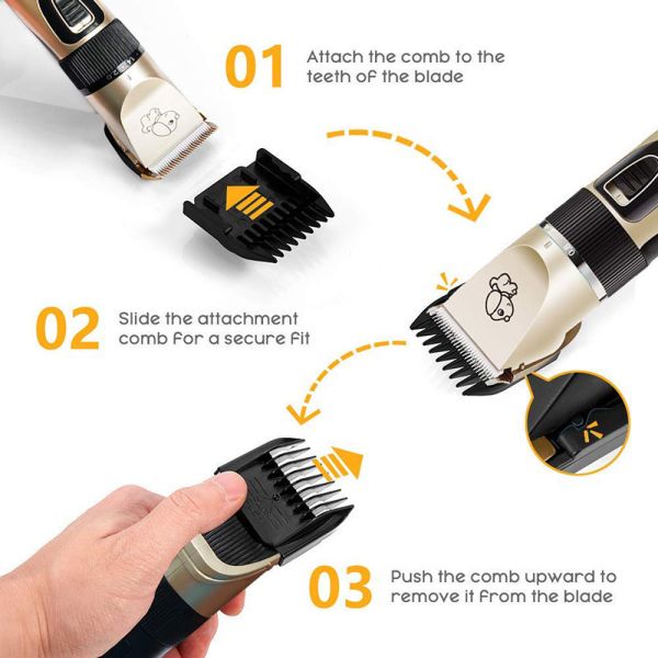 Light Weight Pet Hair Clippers & Trimmers Cordless With Detachable Guide Combs
