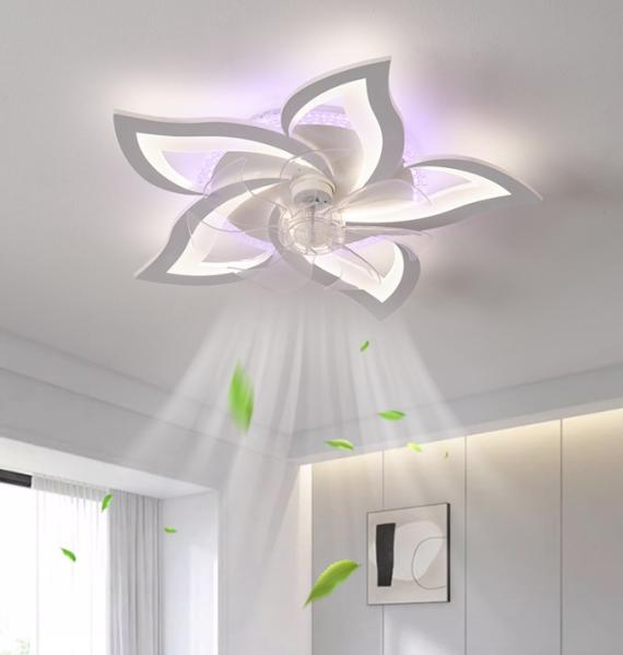 Ventilateurs de plafond colorés avec lumières, APP Rmt Ctrl Dimmable LED Smart Ceiling Fan Light