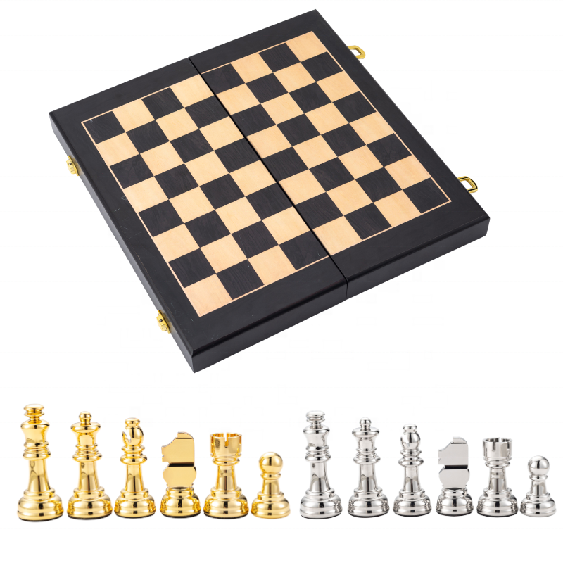 Foldable International Chess Set with Lightweight Aluminum Alloy Pieces and Customized Logo for Travel & Home Decoration