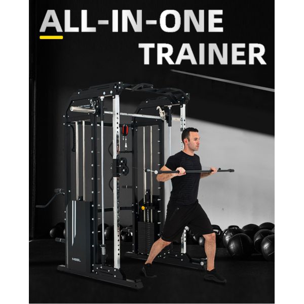 Custom Design Silver Grey Metal All in One Trainer Smith Machine for Home Workouts