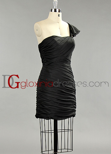 2013 Halter One shoulder Short Pleated Chiffon Black Bridesmaids dresses BMGD3018