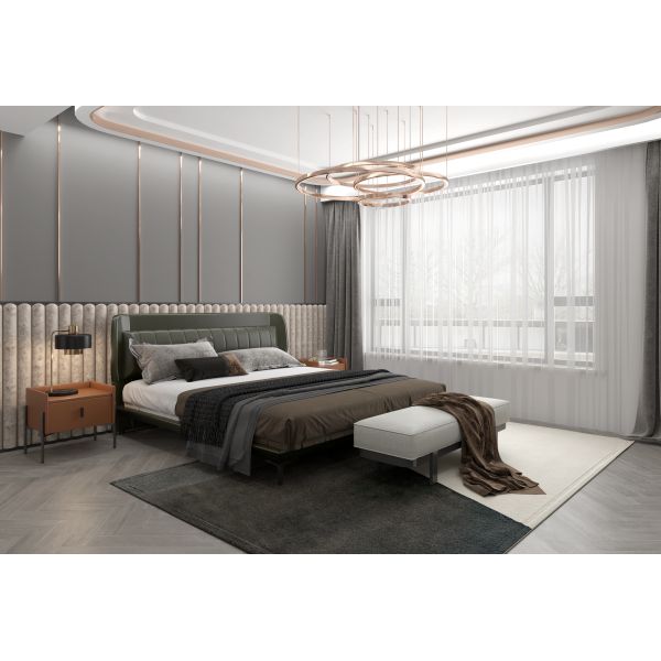 Настраивать Плюшевый дубовый деревянный кроватный стол Темно-серый ночной столик Мебель спальни