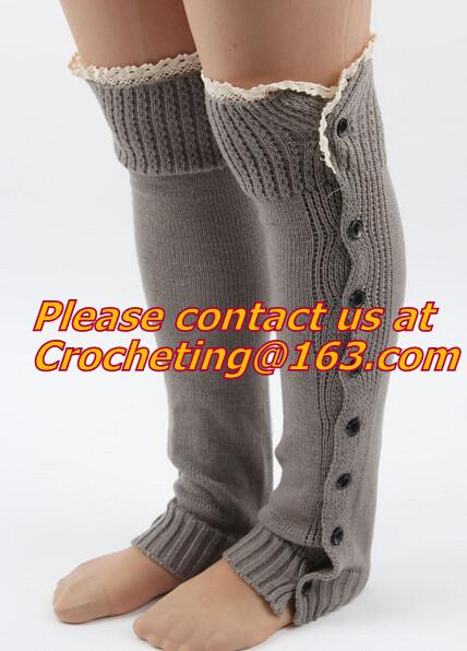 Leg Warmers, Women's Accessories, Boot Topper, Knitted Leg Warmers, Crochet Lace Trim