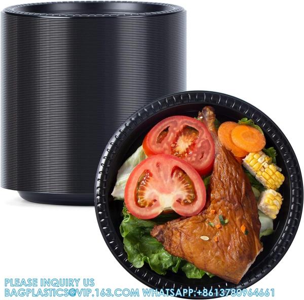 Reusable Plastic Plates, 9 Inch 150 Pack Food Grade Material BPA Free Black Dinner Plates