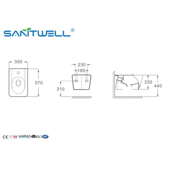 Стена Вк ванной комнаты белая повиснула размер биде 520*370*305 мм, пол - установленное биде