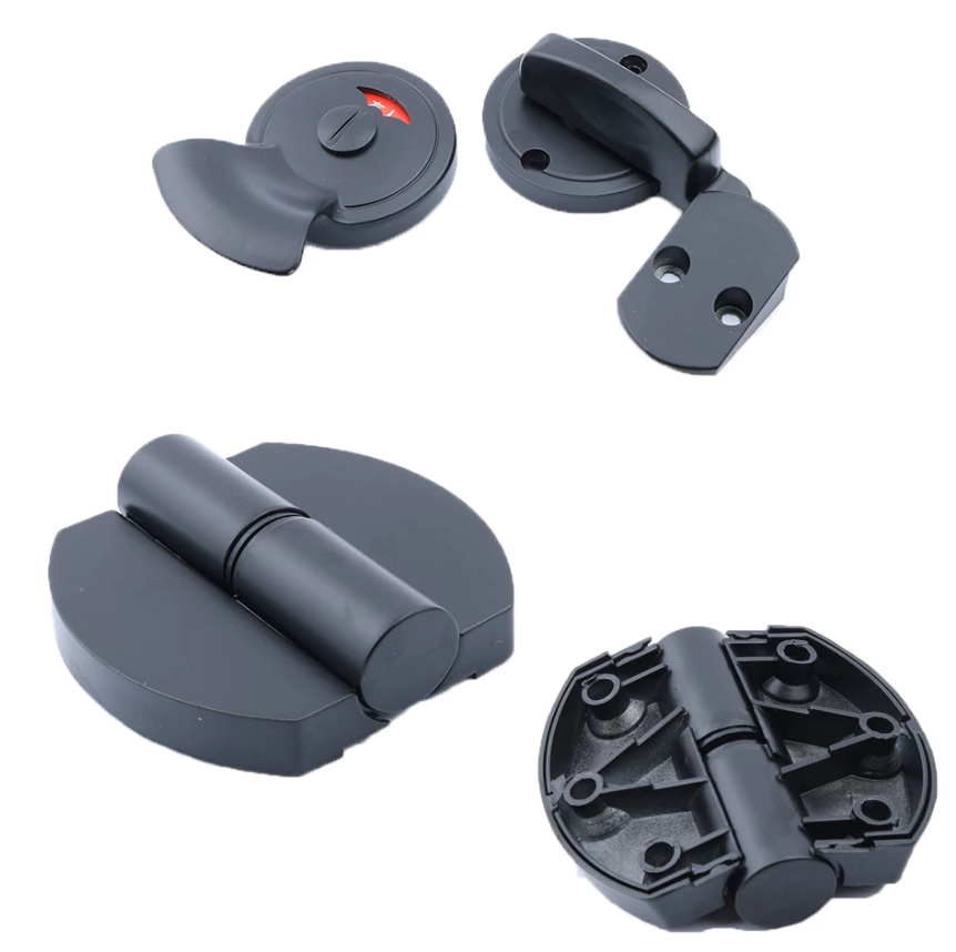 Restroom Partition Hardware Supplier | Black Heavy-Duty Rustproof Toilet Stall Lock for Hotel School Hospital