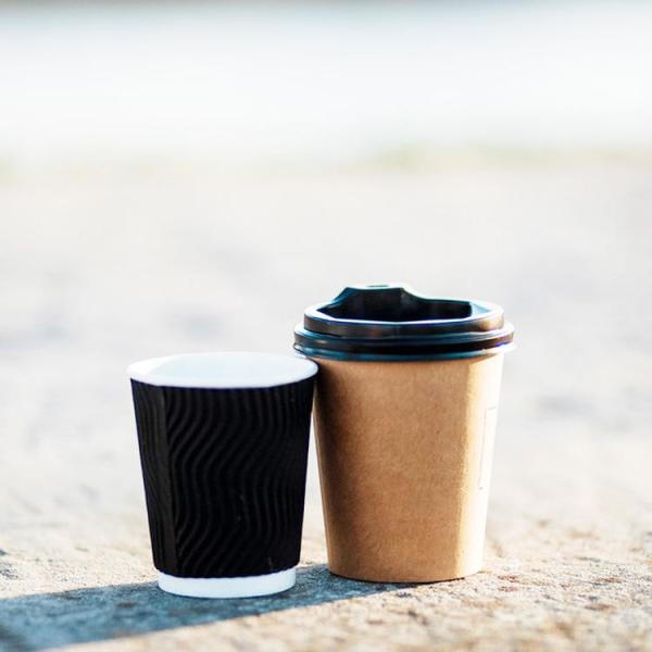 Black Coffee Cup Disposable Cup Takeaway Double Wall Coffee Paper Cups with Lid