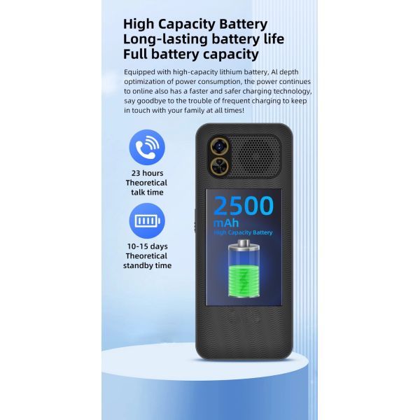 Unlock Sturdy Elderly Mobile Phone GSM 2G Dual Card SOS Flashlight 2500mAh Battery 2.4 Inch Smartphone