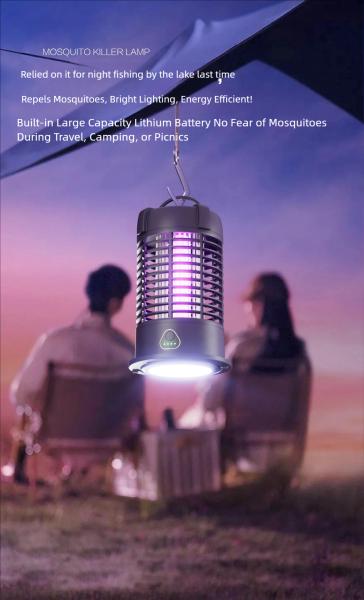 3-in-1 3000V Rechargeable Indoor Eco-Friendly Folding Suspensible 360-degree Al-round Mosquito Control Light Mosquito Killer