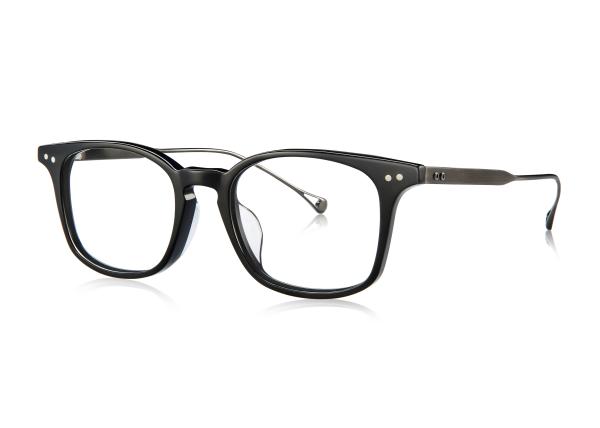 Plastic prescription glasses for unisex  in classic eyeshape with pure metal temple