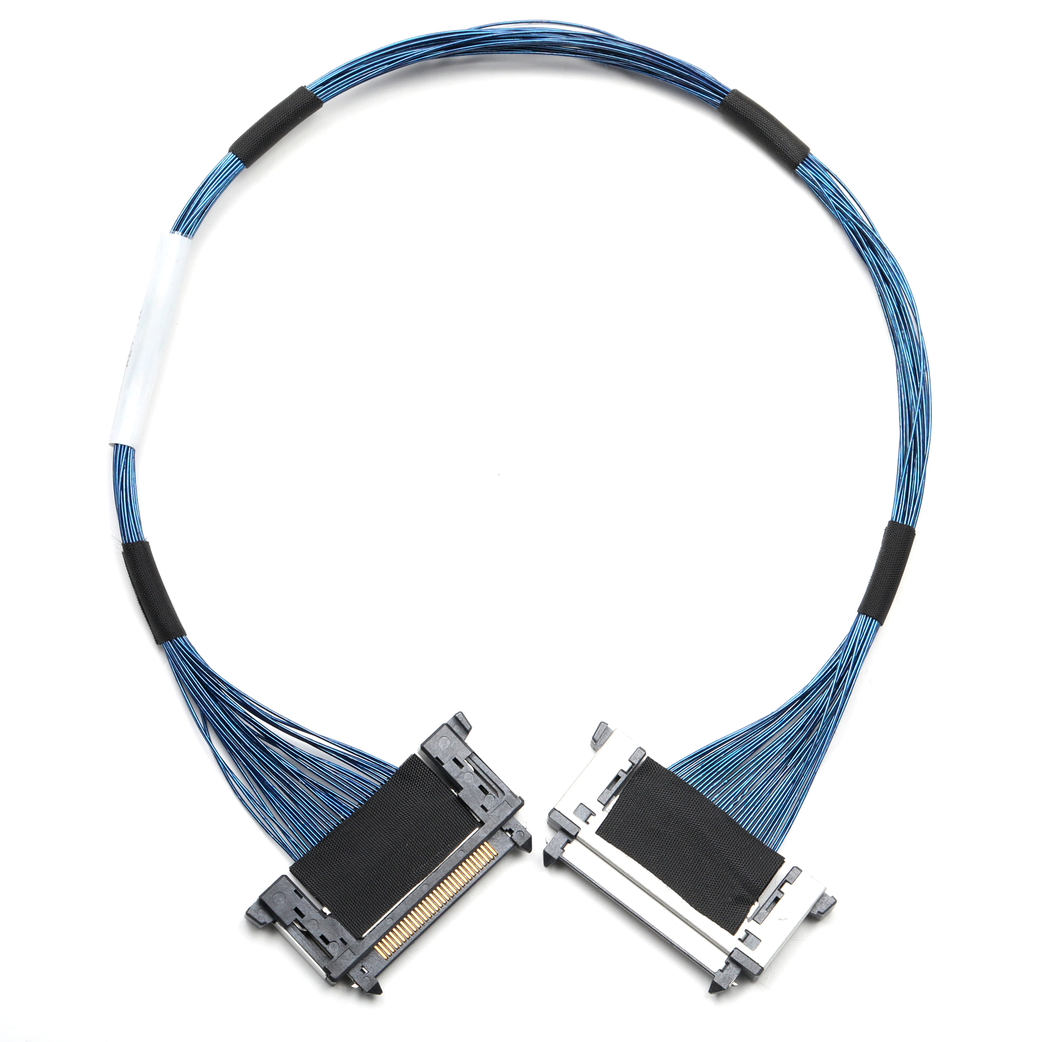 High-Density Signal Cable Assembly with 40AWG Blue Wires and Latching Connectors