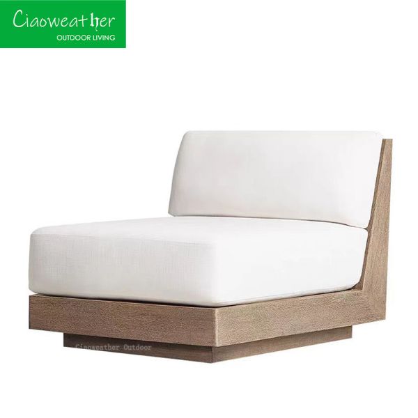 Modern Teak Outdoor Furniture Solid Wood Outdoor Sofa Hotel Courtyard Teak U Shape Garden Sofa Set Luxury Big Sectional