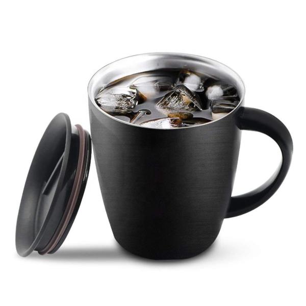 Matte Black  Stainless Steel Tumbler With Handles Eco - Friendly 10.8X9X9 Cm