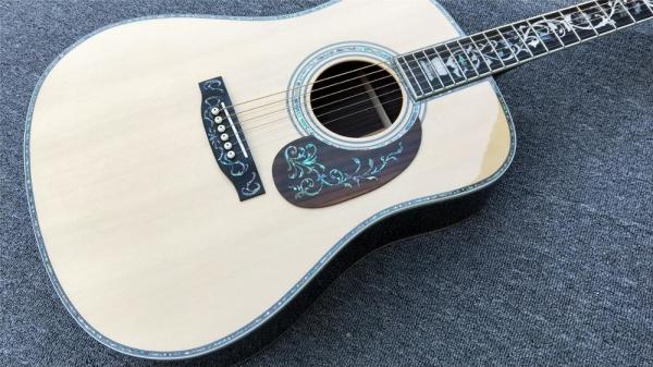 41 inch acoustic guitar,Real Abalone inlays and binding,Ebony fingerboard,Factory Custom Solid spruce top Classic Guitar