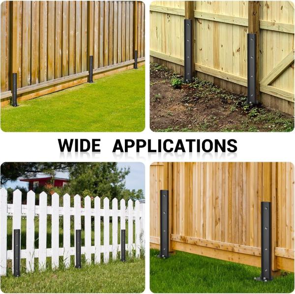 Fence Post Anchor Kit, Heavy Duty Steel Fence Post Repair Stakes, Fence Post Anchor Ground Spike