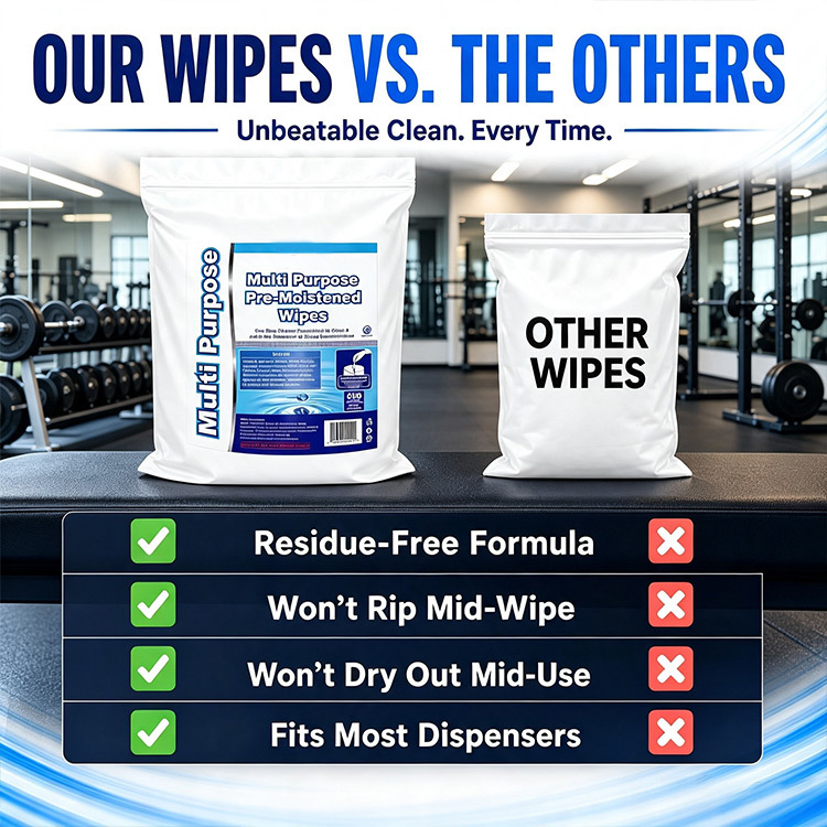 Custom Large Size 800pcs Antibacterial Fragrance Spunlace Material Fitness Gym Wipes for Gym Schools, Hospitals, Public Places