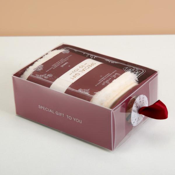 Clear PVC Folding Gift Box With Ribbon Hook Towel Socks Packaging