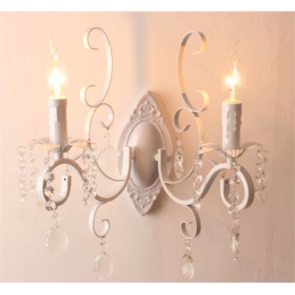 classic vintage candle wall light black wrought iron body crystal deco wall mount light (WH-VR-99）