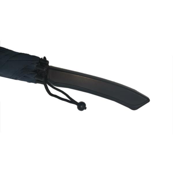 Navy Blue Small Windproof Umbrella Black Metal Double Ribs Straight Handle