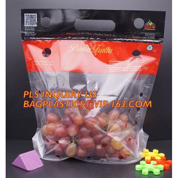 Fruits packaging bag/Grapes plastic bag with k, Air Holes Zip Handle Plastic Bags, bag with vent holes for Grape a