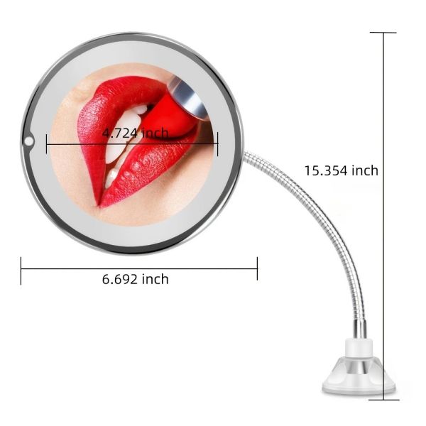 Flexible Gooseneck 10x Magnifying LED Lighted Makeup Mirror with lamp(WH-MR-110)