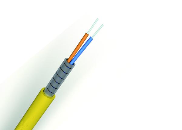 PVC Jacket Spiral Stainless Steel Armored Indoor Fiber Optic Cable Flame Resistant