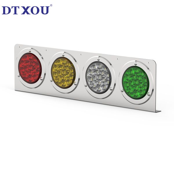 Universal TRUCK 4-Inch LED Rear Tail Light Assembly on 4-Hole Stainless Steel Bracket