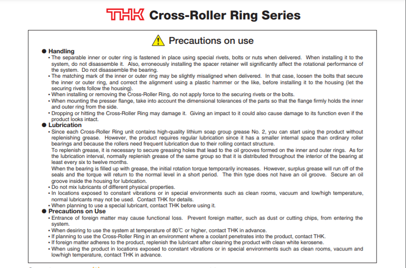 THK RE-15025-CS, Cross-Roller Ring Series Compact, Highly Rigid Swivel Bearings Achieving a Superb Rotation Accuracy