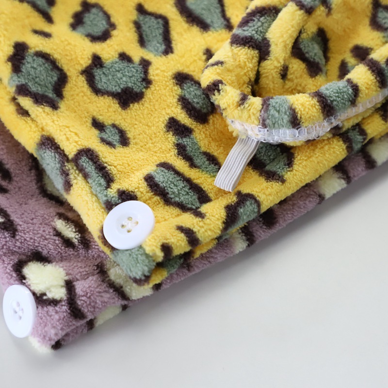 Leopard Print Microfibre Hair Towel 400gsm 25x65cm Microfiber Turban Towel