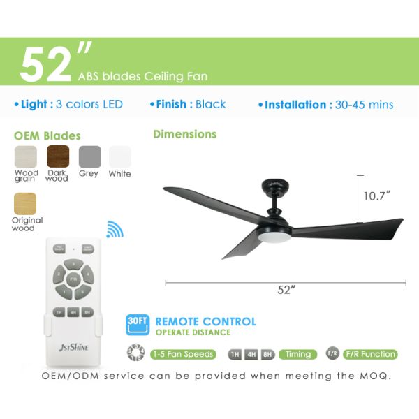 Fã de teto da luz do diodo emissor de luz de um Dimmable de 52 polegadas com velocidade do controlo a distância 6 das luzes