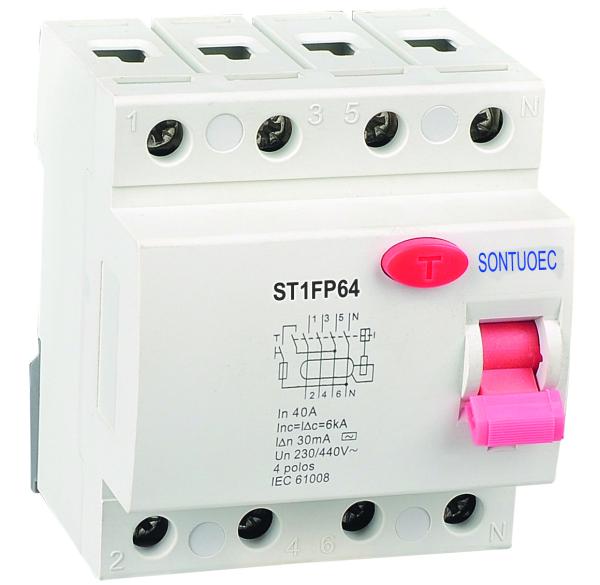 Interruptor 4P 10mA 30mA 100mA 300mA 500mA da proteção RCCB do IP 20 do trilho do ruído