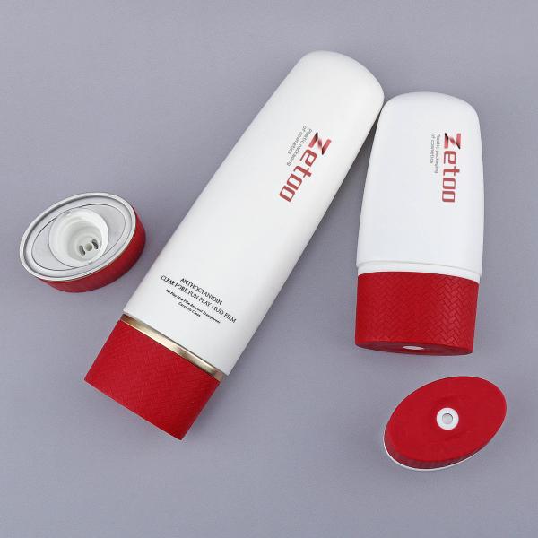 50ml / 100ml Plastic Cosmetic Bottle Oval PET Cosmetic Bottle With 40mm Diameter Cap