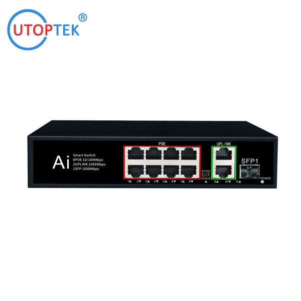 Hot sell 8x100m POE+2x1000m UPlink+1xSFP POE Etherent switch for IP Camera ip phone