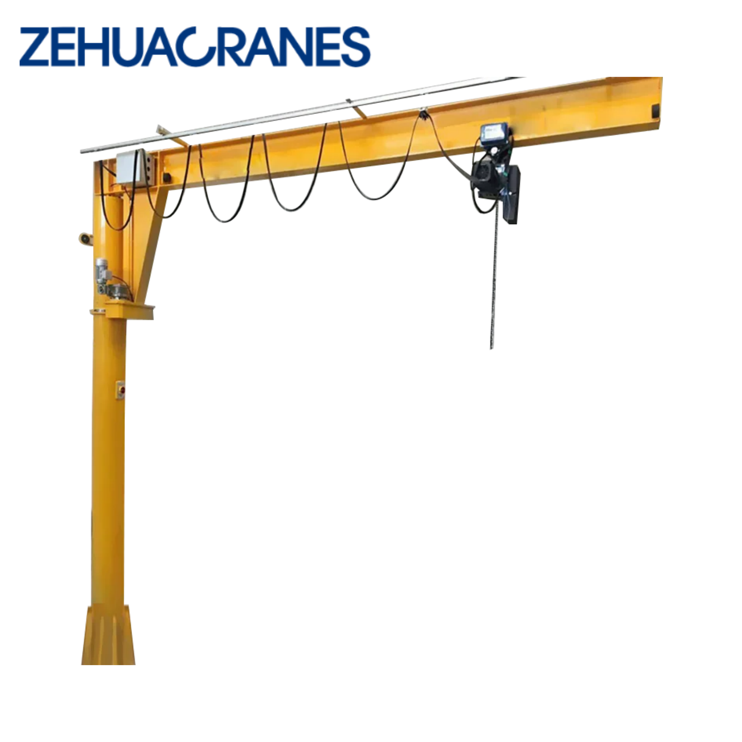Zehua 360-Degree Rotation Motor-Driven Jib Crane with Customizable Capacity and Lifting Height for Factory/Warehouse Use