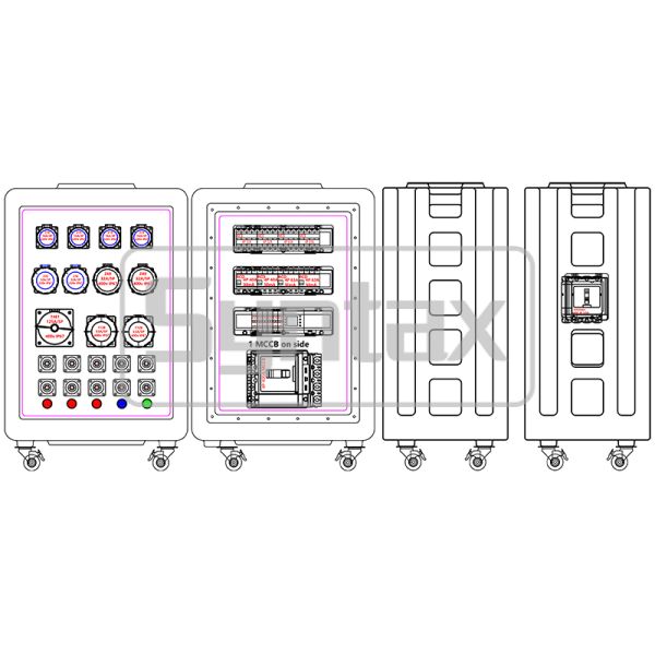 IP67 Waterproof 400AMP HDPE Portable Power Distribution Box with Wheels for FIFA Sporting Events
