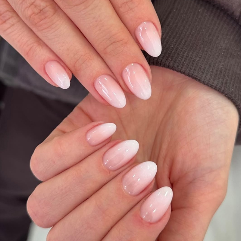 Minimalist French Ombre Press On Nails 24pcs Gradient Fake Nails