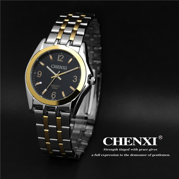 T028A10H Gold Stainelss Steel Band Wristwatches Man Luxury Couple's Quartz Watches Unisex