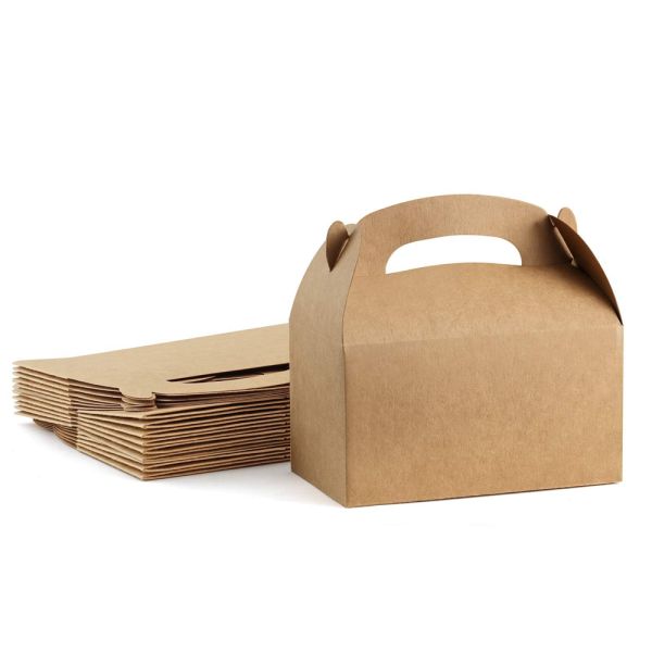 Custom Recycled Brown Kraft Paper Box With Handle for Food Packaging Distribution