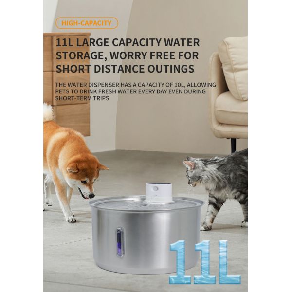 Pets Products Stainless Steel Cat Water Fountain With Water Level Window ABS Material