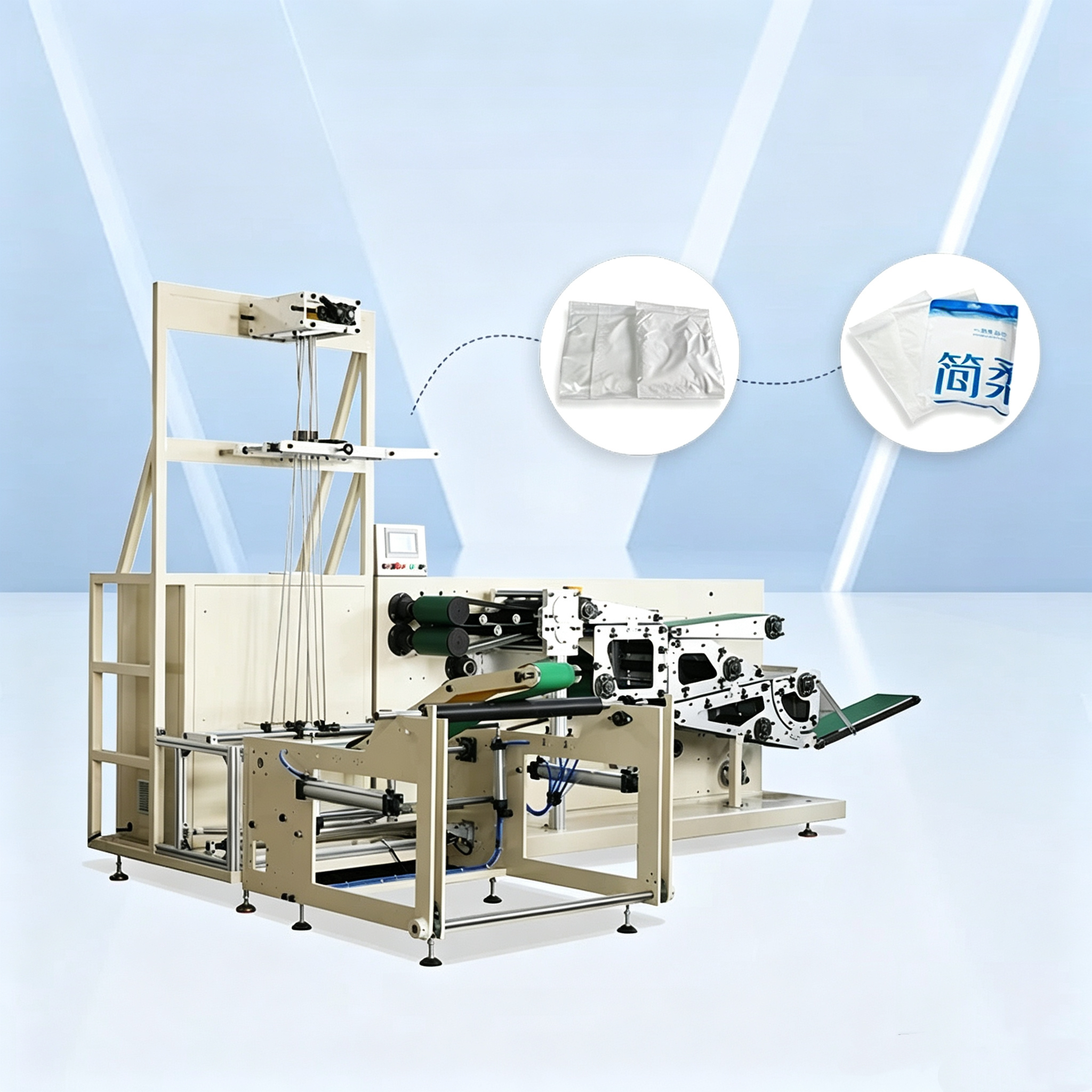 Full Servo Tissue Packaging Machine PLC Touch Screen Automatic Napkin Wrapping Machine 2000 Packs/Hour