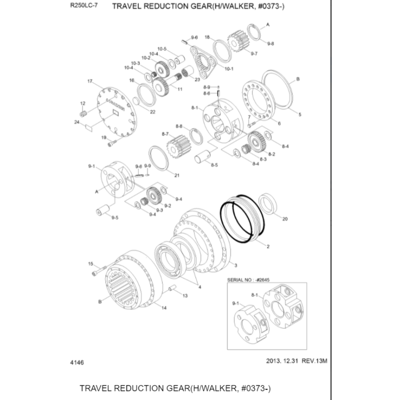 XKAQ-00400 XKAQ-00197 XKDE-00215 XKAQ-00965 39Q7-12180 Excavator Final Drive Parts For R320LC-7 R250LC7 R290LC7