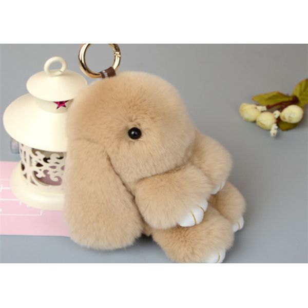 Славное мех Кейчайн кролика Брауна, цепь куклы меха зайчика ключевая для шармов сумки женщин