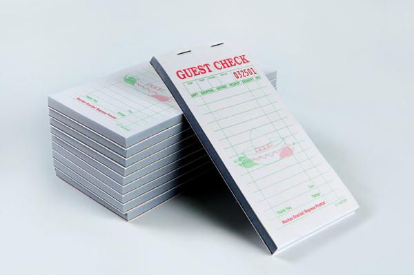 CT-803SP English Restaurant Paper Guest Check Black Ink 2 Column Check for Cafe and Diner